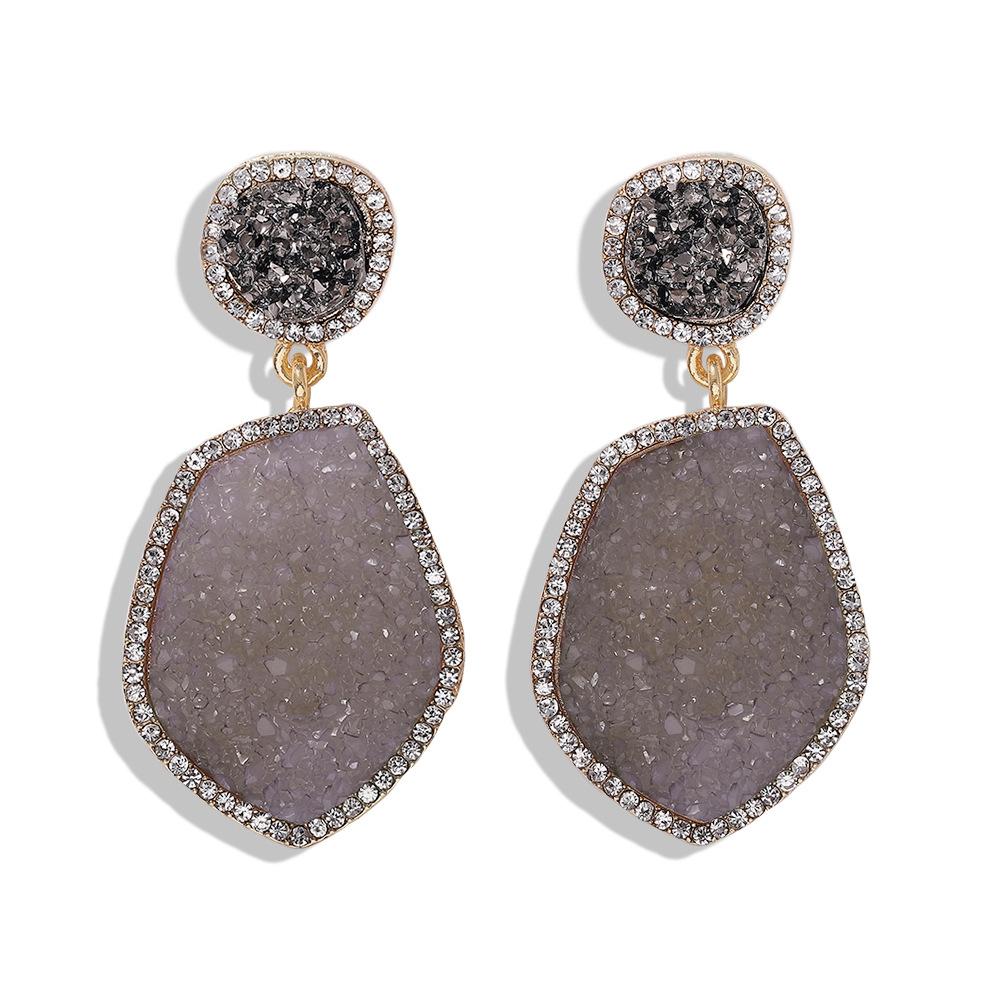 Frosted Alloy Earrings With Diamonds display picture 7