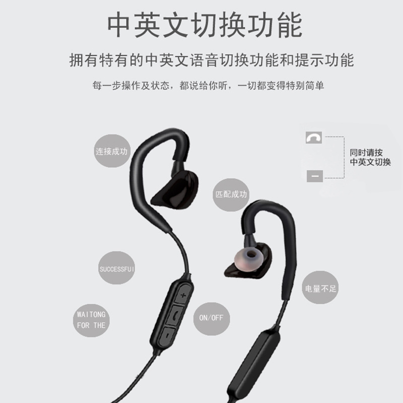 跨境 厂家批发亚马逊折叠无线挂耳式入耳立体声运动耳机蓝牙耳机