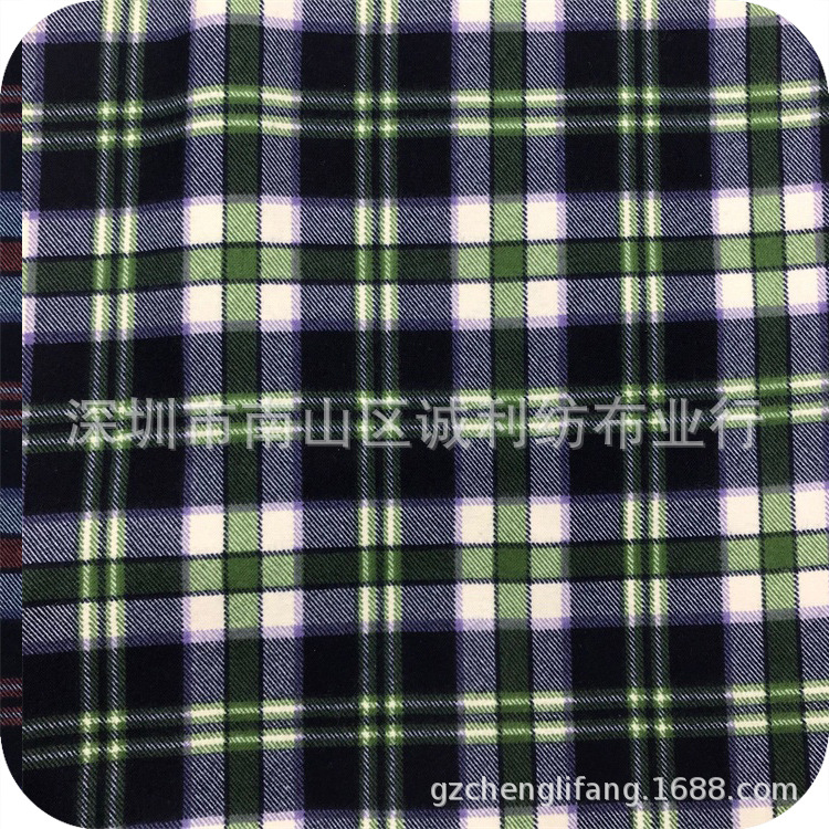 经典格子印花 磨毛活性印花面料 童装上衣裙子外套印花布现货供应