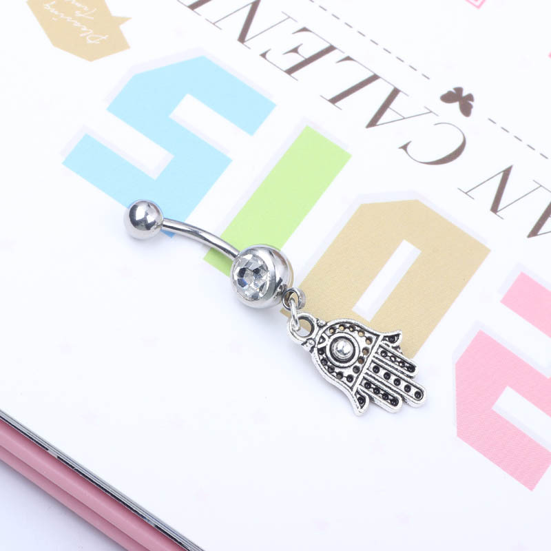 New Popular Huashan Hand Pendant Belly Button Ring Navel Stud Ear Studs Body Jewelry Stainless Steel detail image 7