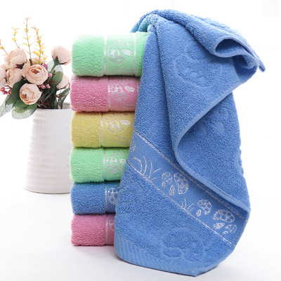 Factory wholesale Embroidery advertisement gift towel Plain colour Cotton towels Out of stock mushroom Jacquard weave thickening towel