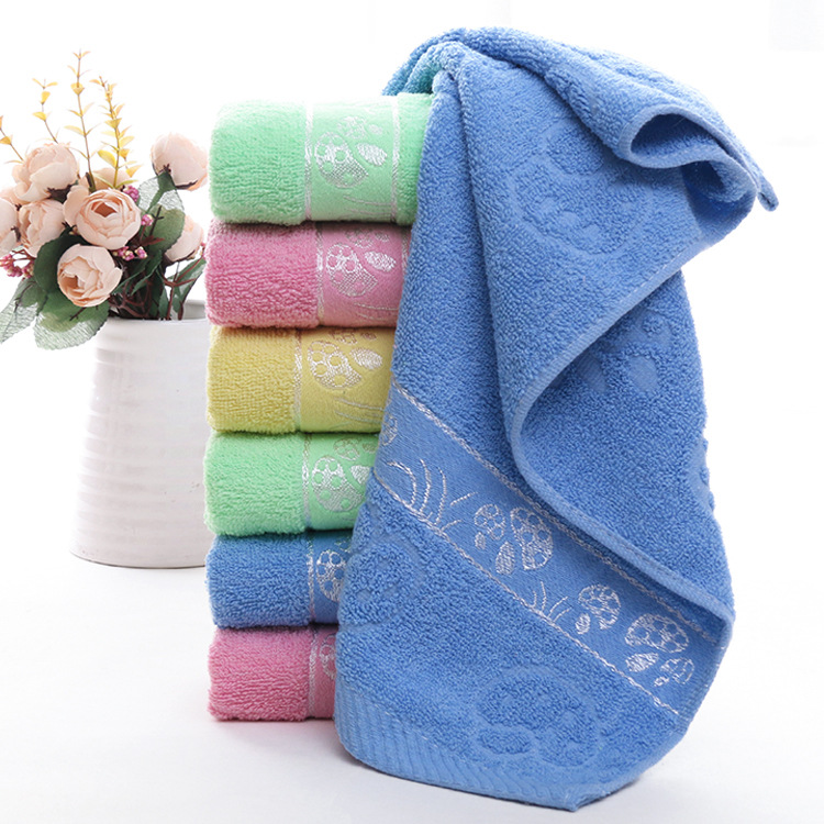 Factory wholesale Embroidery advertisement gift towel Plain colour Cotton towels Out of stock mushroom Jacquard weave thickening towel