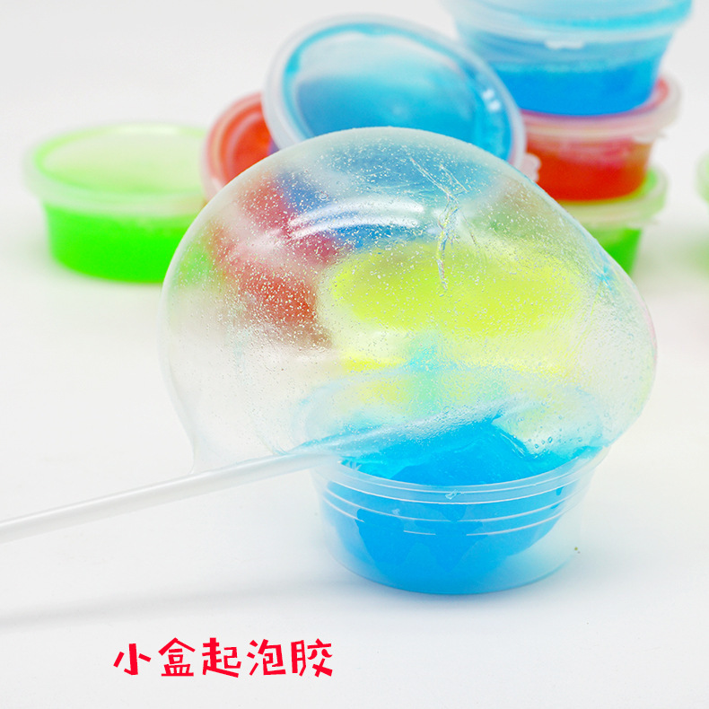 12 cajas 6 colores espuma pegamento portátil en caja tienda de barro caja pequeña traje Delgado burbuja transparente soplado pegamento