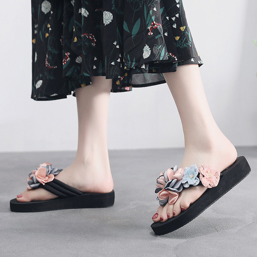 2024 New Ethnic Flower Sandals, One-Piece Outdoor Fashion Non-Slip High Heel Sandals