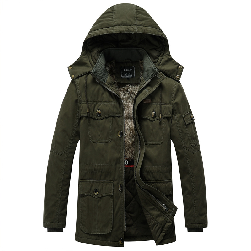 AliExpress invierno nueva chaqueta de los hombres de la capa de lana forrada engrosada con capucha lavada a prueba de frío ropa de los hombres Amazon comercio exterior