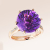 Ring with crystal with amethyst, fashionable wedding ring, European style