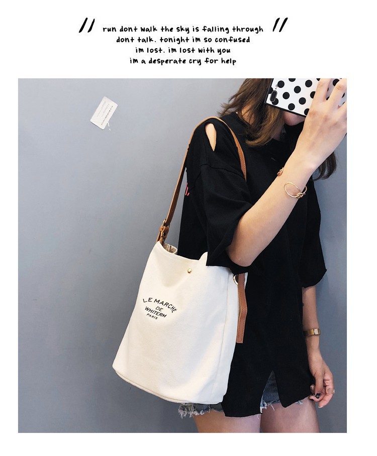 Manufacturer Sale Canvas Women 2021 Summer New Simple Korean Single Shoulder Crossbody Personalized Printed_voghion.com