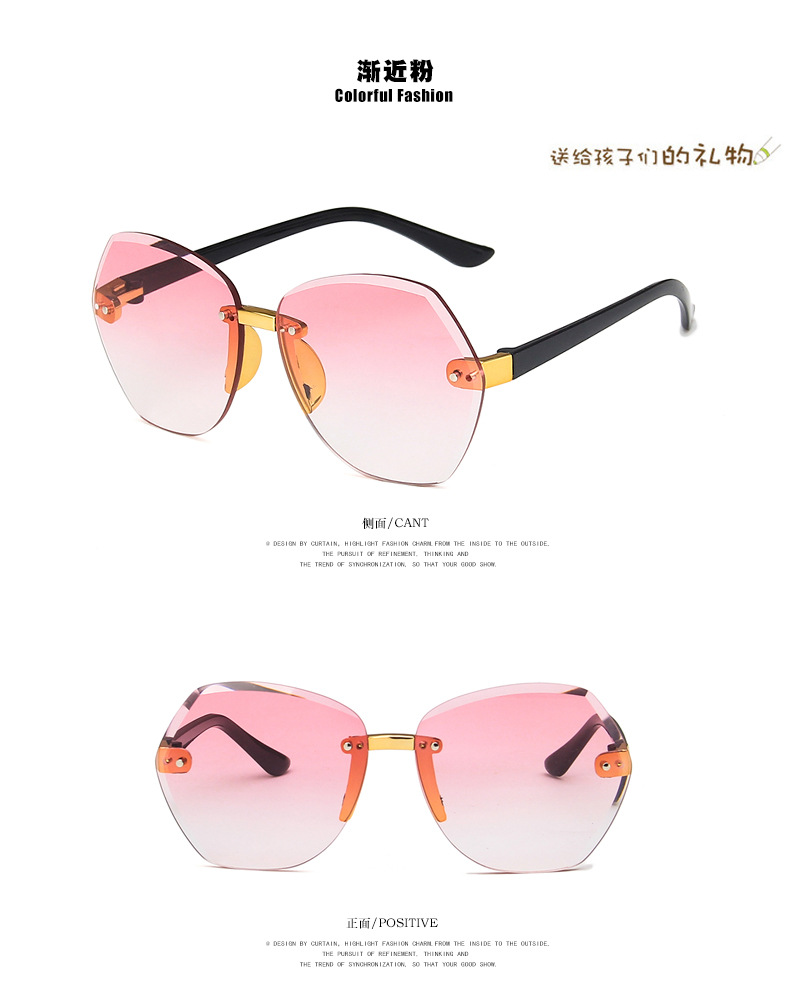 New Cut-edge Frameless Polygonal Children's Sunglasses Irregular New Fashion Colorful Boys And Girls Sunglasses  Wholesale Nihaojewelry display picture 1