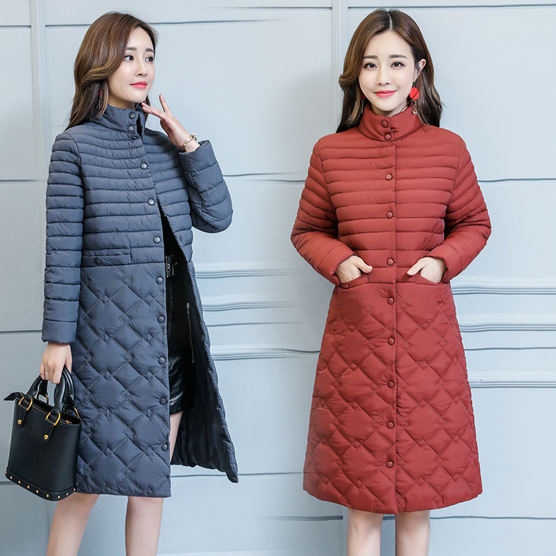 Mid-length Plus Size Stand-up Collar Women's Cotton Coat