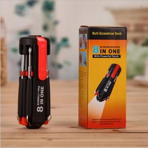 Automotive Supplies 8-in-1 Screwdriver with LED Flashlight Car Multipurpose Screwdriver Multifunctional Outdoor Tool