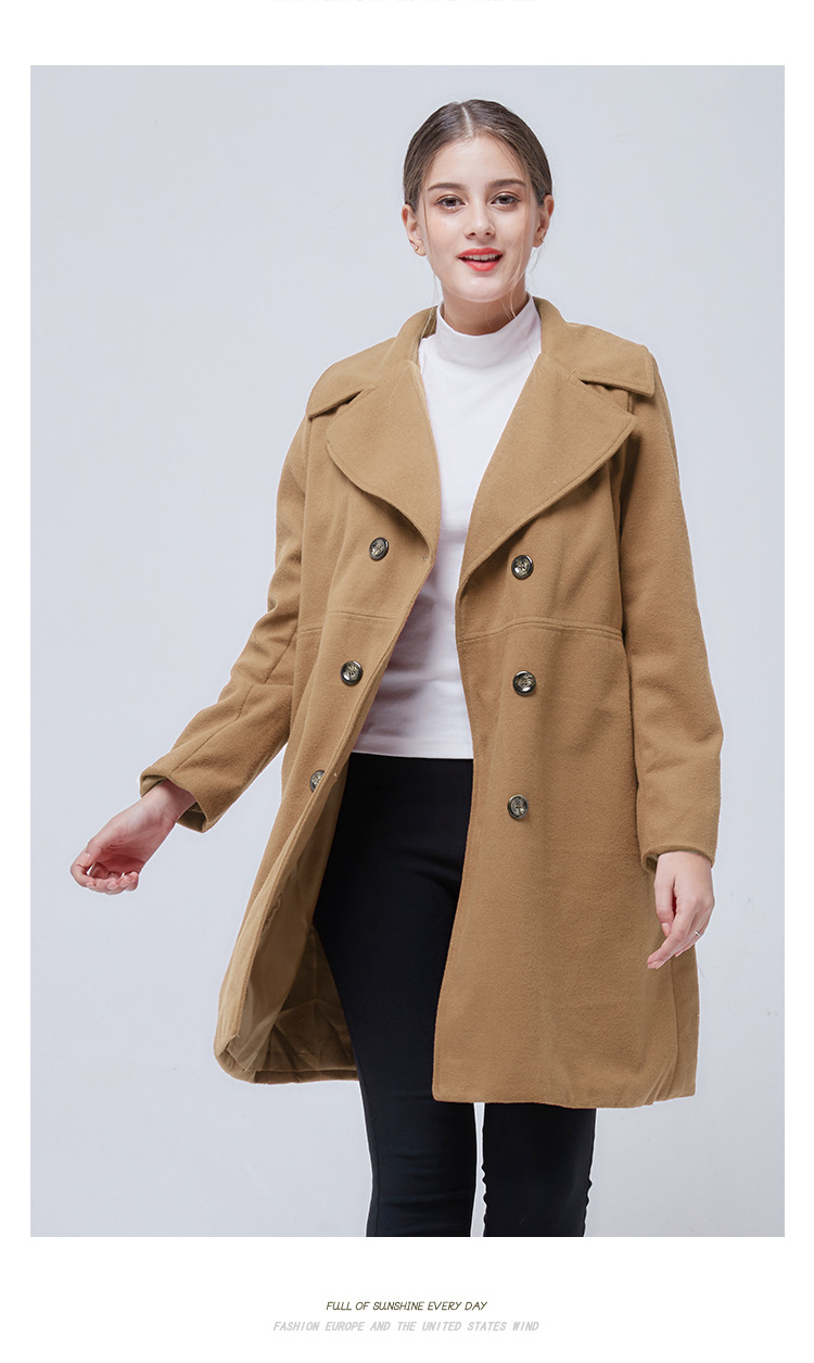 autumn and winter retro big lapel long double-breasted woolen coat  NSJR29876