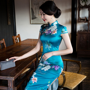 Chinese Dress Qipao for women Collarless cheongsam real cheongsam National Party cheongsam long dress