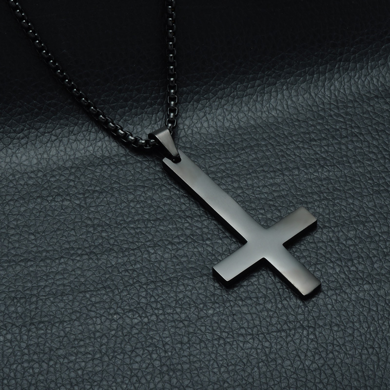 Retro Stainless Steel St. Peter's Inverted Cross Pendant Necklace Wholesale Nihaojewelry display picture 6