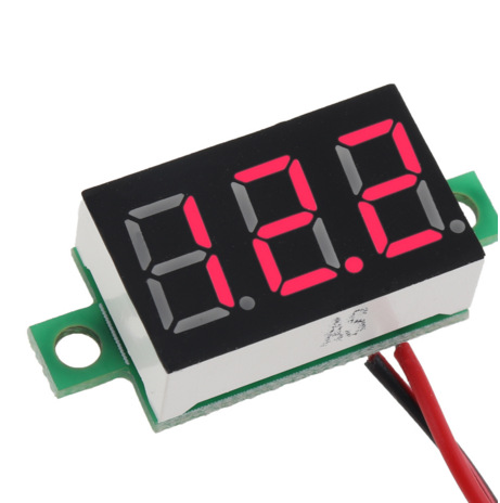 0.28寸超小数字直流电压表头数显可调两线DC2.5-30V反接保护