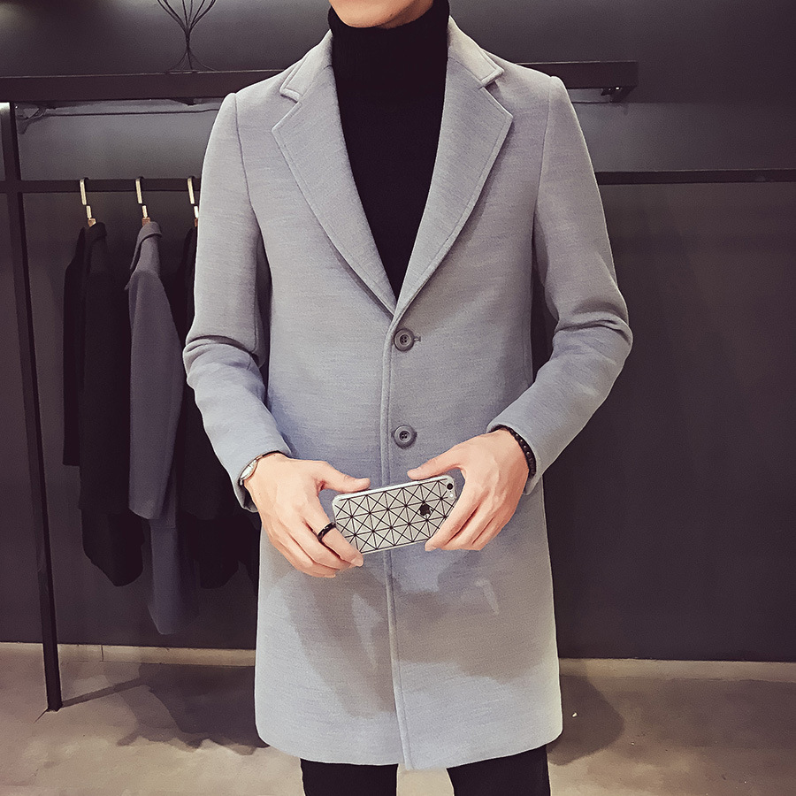 Gabardina de los Hombres estilo coreano otoño e invierno abrigo de lana de longitud media abrigo de lana 2022 nuevos hombres de Moda Ropa de otoño