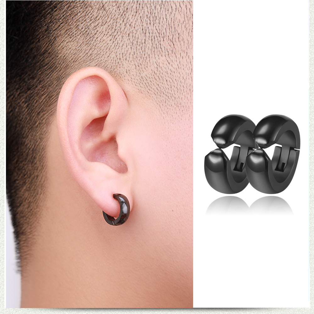 1 Piece Simple Style U Shape Plating Titanium Steel Earrings display picture 1