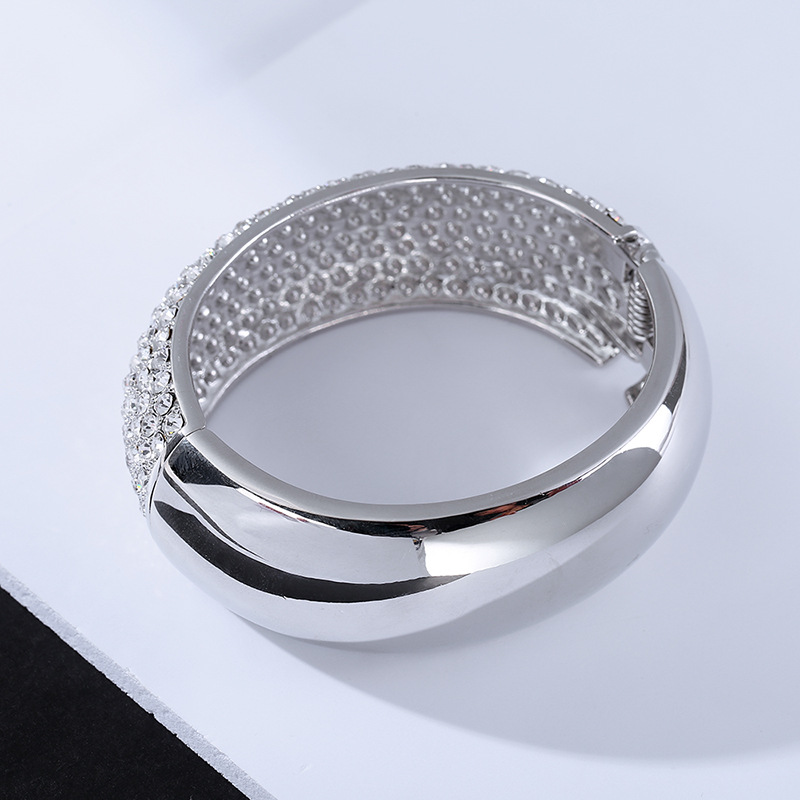 alloy wide-sided zircon bracelet