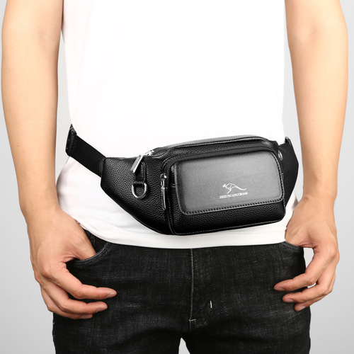 Kangaroo waist bag men's mobile phone waist bag hanging bag seniors mobile phone waist bag crossbody chest bag sports shoulder bag business bag