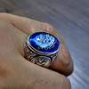 荣钰 Turkish calligraphy 925 Silver plating ring exotic text eagle totem personality men's ring