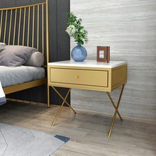 北歐金色鐵藝床頭櫃 現代簡約床邊儲物櫃 卧室創意抽屜式置物桌子