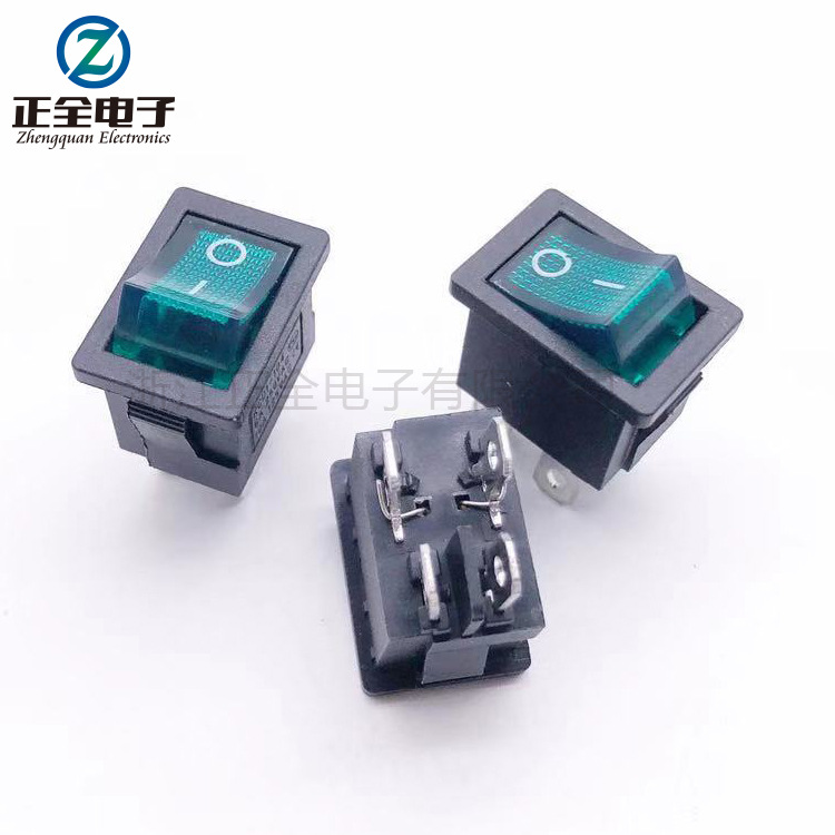 厂家直销黑色船型开关KCD1-104翘板电源开关4脚2档6A/250V