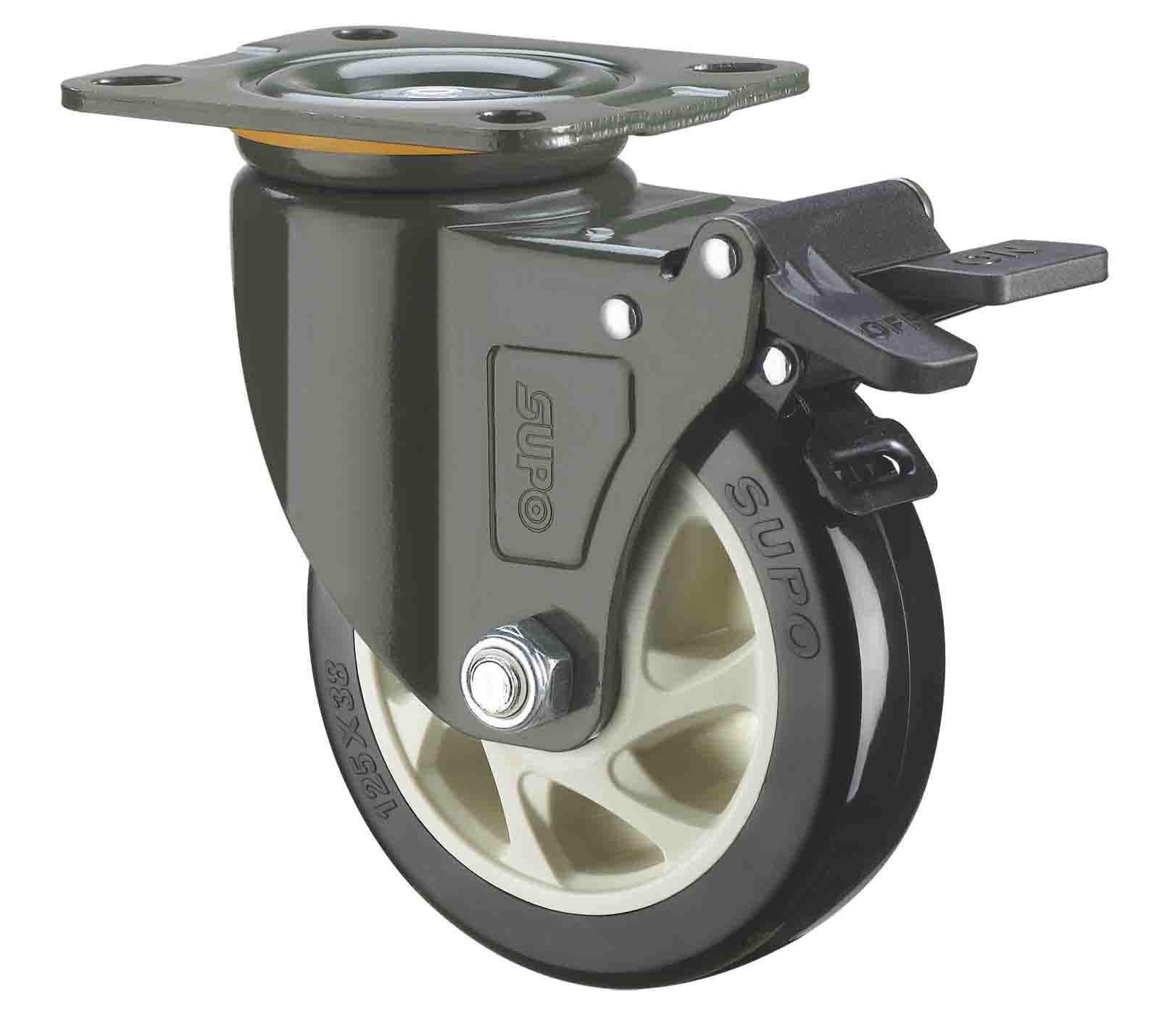 SUPO/向荣动力 4寸 带双刹车 PU聚氨酯 万向脚轮J05S-01D-100-202