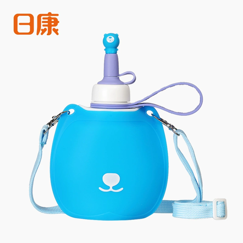 日康 Silicone folding children's travel teapot, handheld water container, creative suspenders