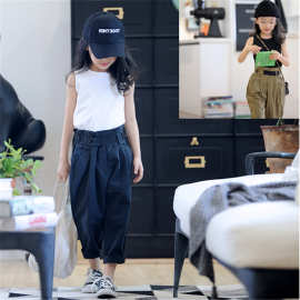 女童套装小清新背心上衣加长裤26夏装新款儿童工装外贸童装3-9岁