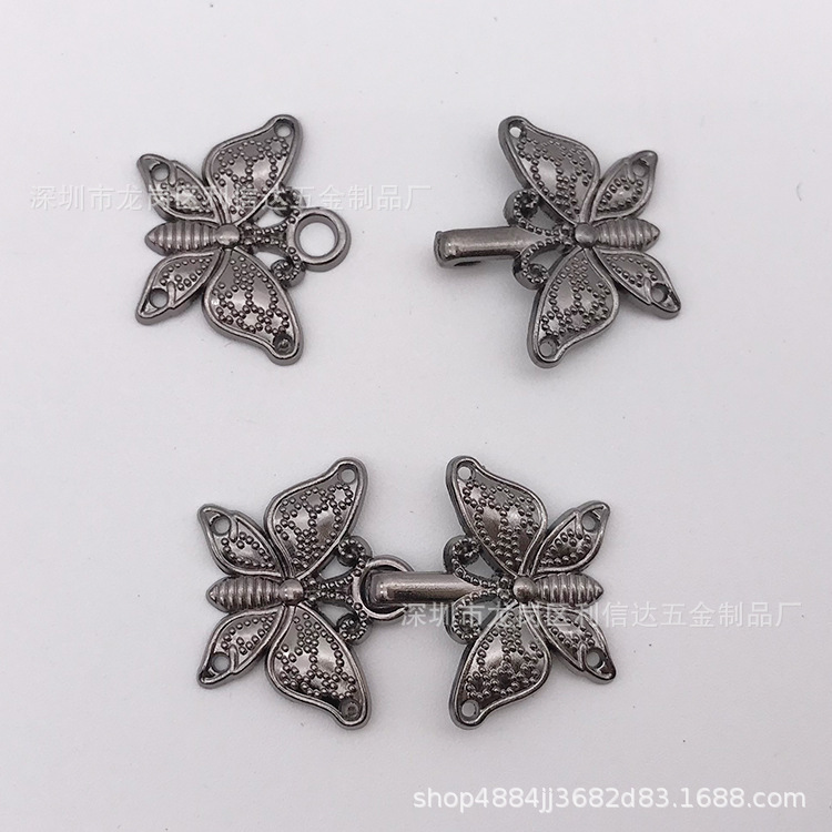 蝴蝶形金属汉服字母扣 蝴蝶型合金字母古装对扣 蝴蝶形旗袍金属扣