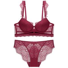 New Style Push Up Steel Cup Bra Sexy Lace Hollow Out Set Women's Bra Set One Piece Drop Shipping 