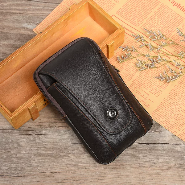 Stall supply cowhide mobile phone waist bag men's waist bag multifunctional mobile phone bag wear belt bag card bag wholesale