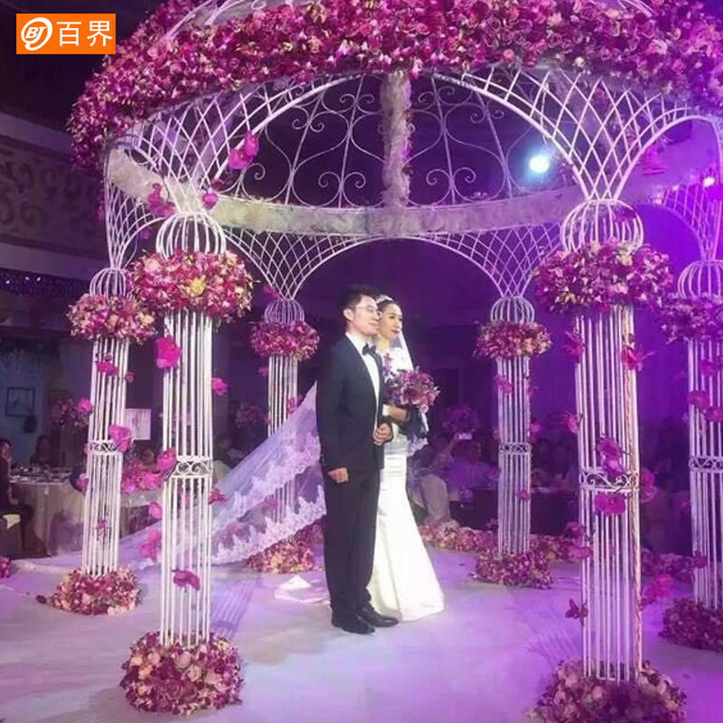 百界婚庆欧式铁艺亭子六柱蒙古包婚礼仪式亭户外铁艺景观亭子花亭