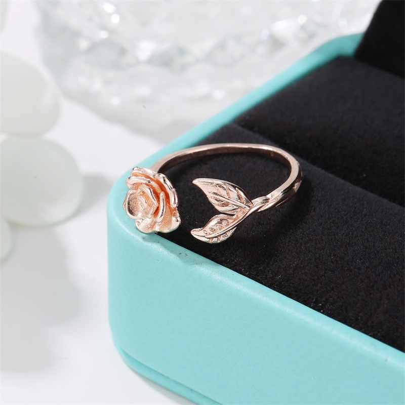 Koreanische Online-promi-hot-style-ring Retro-rosen Ring Personal Isierte All-match-blatt Ring Ring Valentinstag Geschenk display picture 4