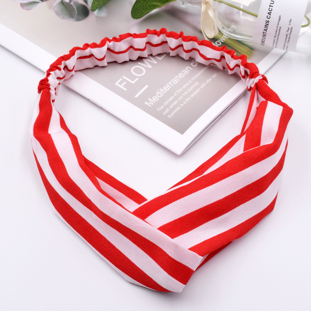 Simple  Striped Cross  Retro Check Ladies Elastic Headband Wholesale display picture 27