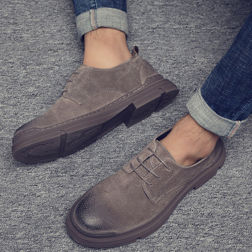 Spring and Autumn New Style Martin Boots Men's Low-top Genuine Leather Trendy Shoes Korean Style Trendy British Style Retro Short Boots Work Shoes Large Size