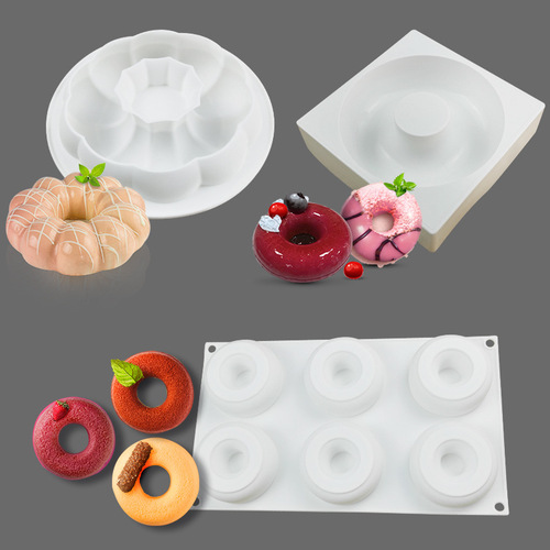 Sanxin Round Donut Mousse Cake Silicone Mold DIY Chocolate Decoration Ice Cream Dessert Pudding Grinding Tool