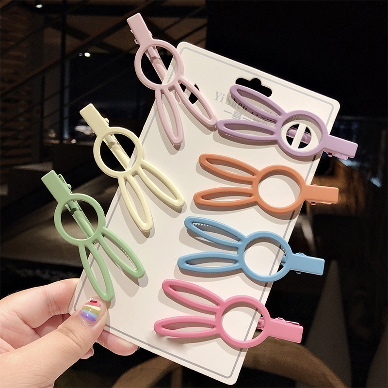 New Fashion Candy Color Word Clip Color Hollow Side Clip Love Heart Cheap Hairpin Wholesale display picture 17