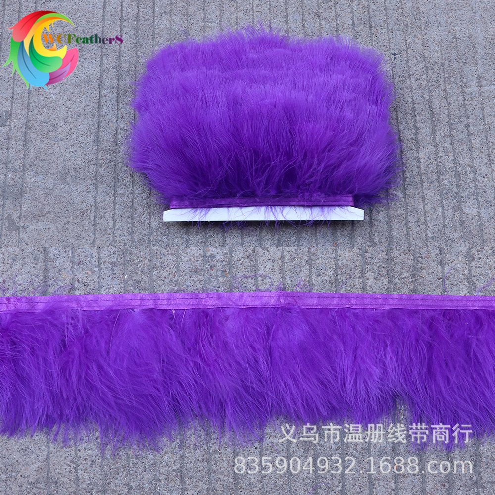 温册羽毛供应各色火鸡毛血管绒布边服装鞋帽线衣配羽毛咖啡色现货详情图13