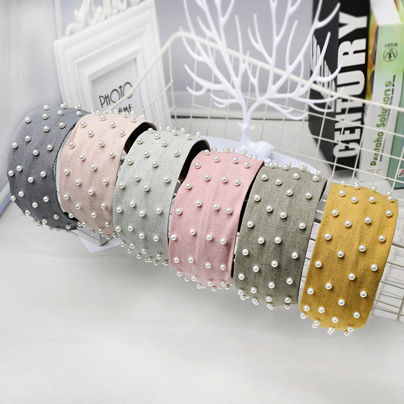 Corée Du Sud Importation Simplicité Nail Perle Solide Couleur Bandeau Croix-frontière Europe Et Amérique Épingle À Cheveux Avec Large Bord Yiwu Cheveux Accessoires Ventes Directes 2021 display picture 13