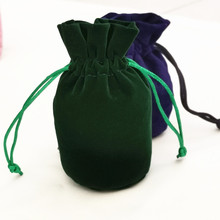 工厂直销高档束口绒布袋 木耳形抽绳袋 墨绿色绒布袋 圆底绒布袋