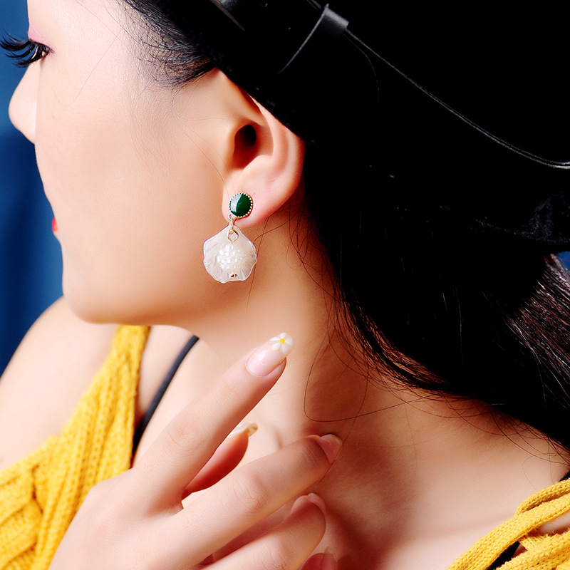 Creative Shell Pearl Earrings S925 Sterling Silver Stud Earrings Women Fashion Pierced Ear Clips display picture 8