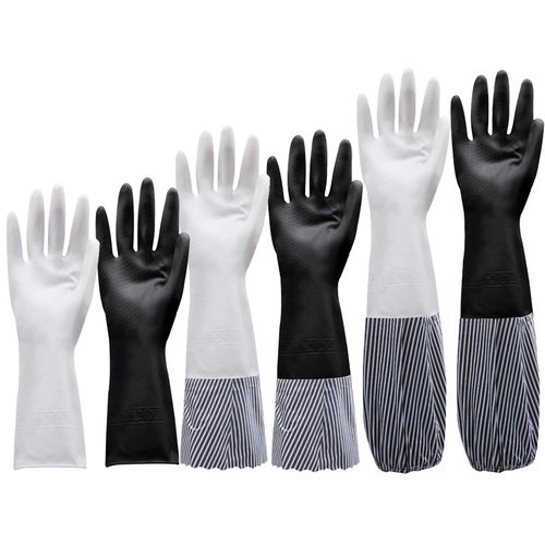 (Upgraded and Thickened) Black and White Durable and Abrasion-Resistant Household Gloves, Short Length Extended Cleaning Laundry Dishwashing Unisex Universal