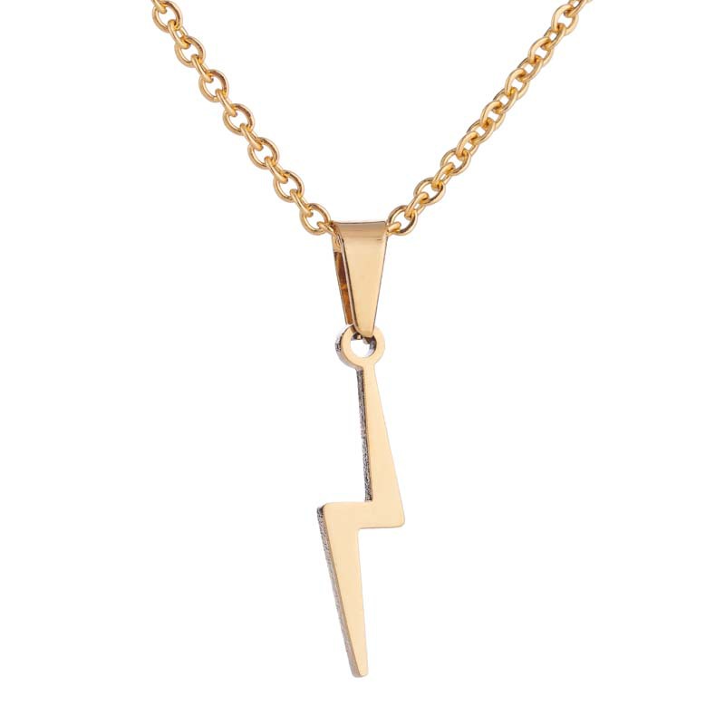 PVD Coated Gold Plating Process PVD Coated 18K Gold Real Gold Plated Lightning 201 Stainless Steel Simple Style Waterproof Non Tarnish Earrings Necklace