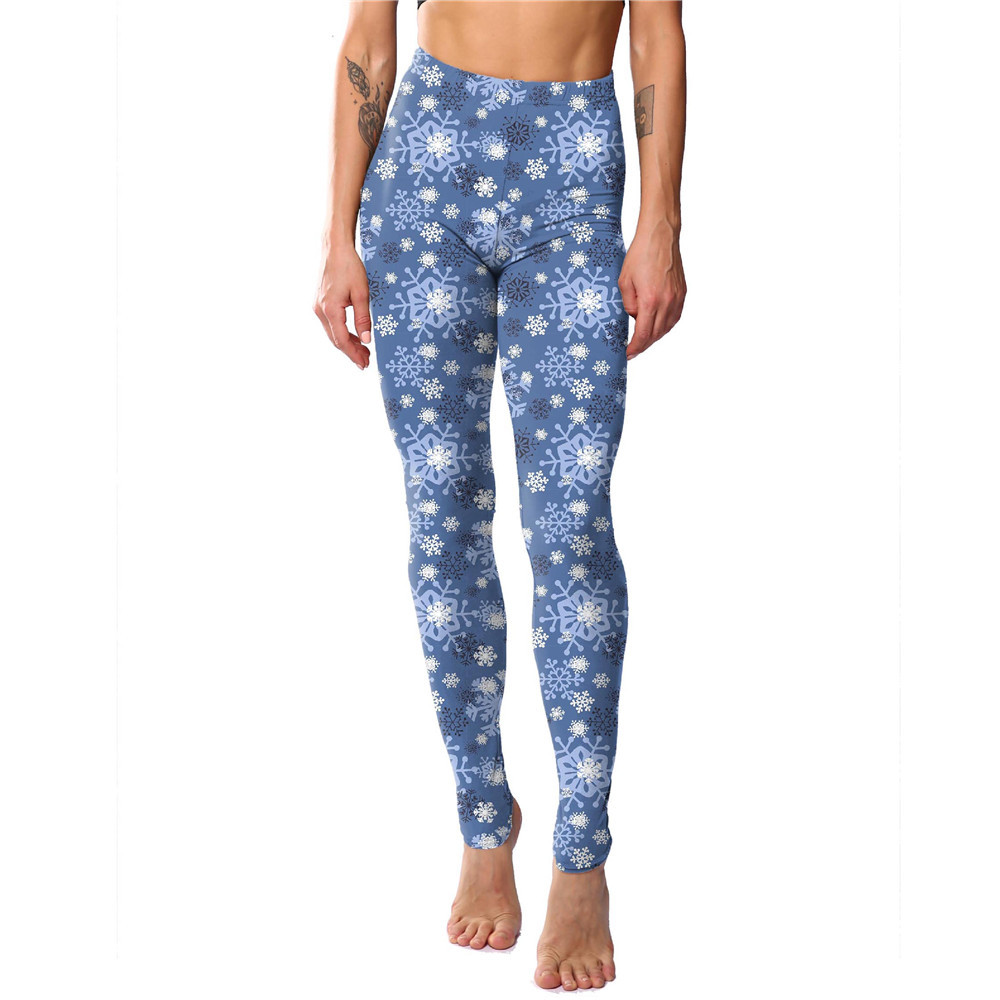 182g Weight Ankle-Length Pants Length Spandex, Polyester Fabric Type High Waist Waist Line Leggings Pants Type Stretchy Elasticity Daily Occasion Breathable Function Skinny Fit Type Christmas Festival Snowflake Pattern Winter, Autumn Season Women'S Gender Simple Style Style Women'S Daily Simple Style Snowflake Ankle-Length Leggings 71