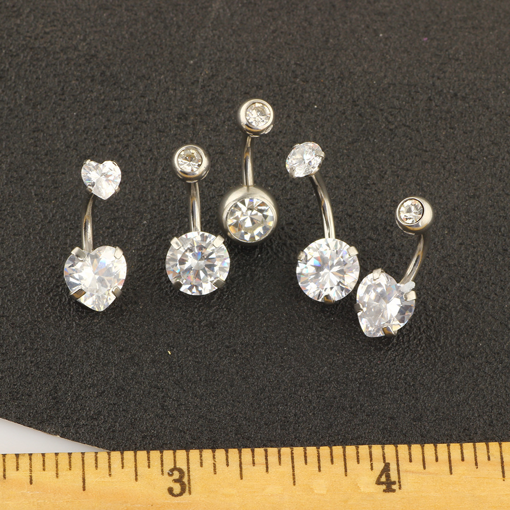 Amazon Hot Sale 5 Piece Stainless Steel Belly Button Rings Set - Fashionable Body Piercing Jewelry for Men and Women detail image 10