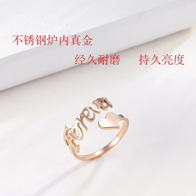 DIY定制316L醫用不鏽鋼 定做英文字母名字字母戒指 情侶對戒