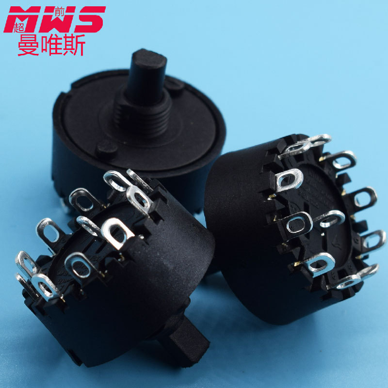 供应一刀十档波段开关 360度单级旋转开关 转换开关MFR01调速开关