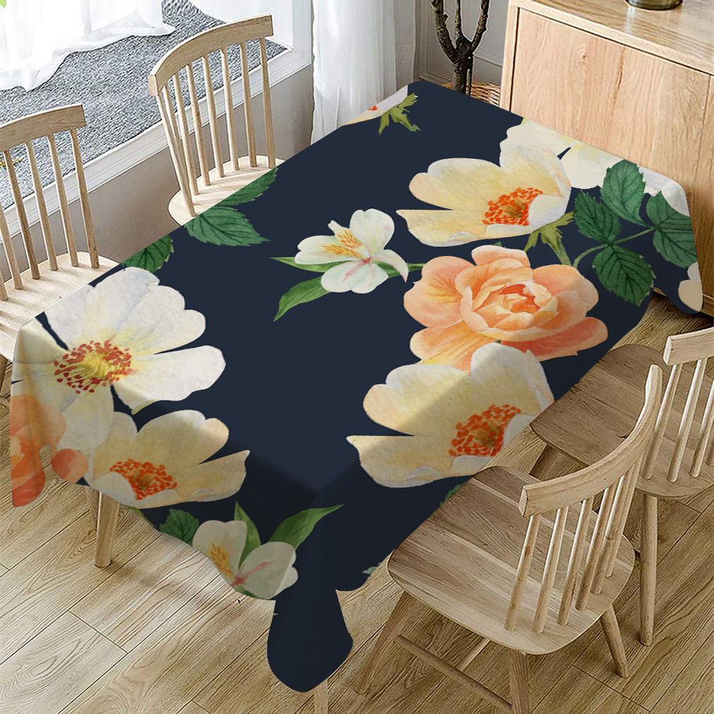 亚马逊wish跨境热销热带植物印花棉麻桌布批发亚麻茶几台布餐桌布