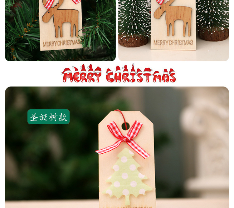 New Christmas Decoration Christmas Wooden Pendant Christmas Tree Pendant Bow Wooden Tagpicture4