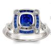 Fashionable accessory, square blue ring, European style, wish, Amazon, ebay, wholesale
